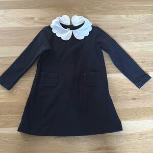 JACADI navy dress with white scallop collar. Super soft interior material size 5